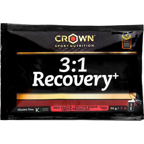 Crown Sport Nutrition 3:1 Recovery+  Sobre 50 G -  Recuperador Muscular Para Deportes De Resistencia Con Certificación Antidoping Informed Sport. Sin Gluten