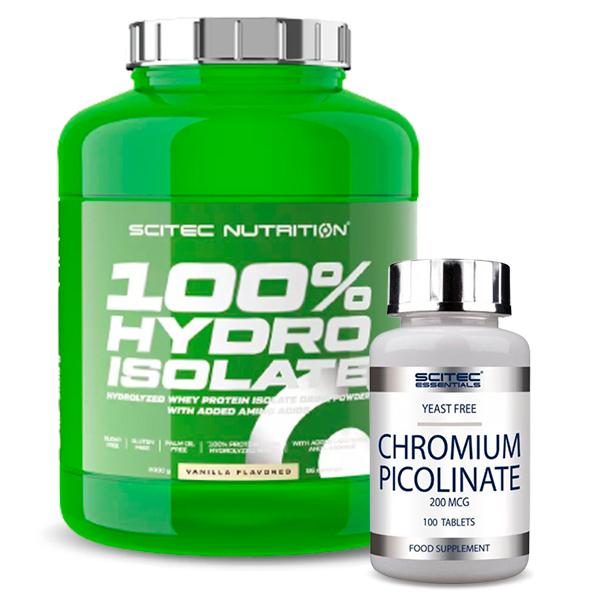 Pack REGALO Scitec Nutrition 100% Hydro Isolate 2 Kg + Chromium Picolinate - 100 tabs