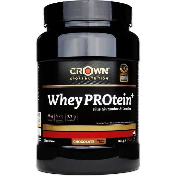  Crown Sport Nutrition Whey Protein+ 871 G. Whey Con Leucina Y Glutamina Extra Y Certificación Antidoping Informed Sport - Sin Gluten