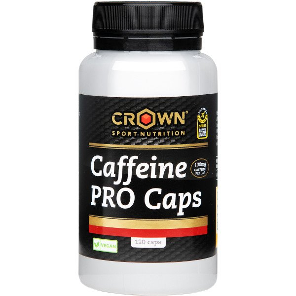 Crown Sport Nutrition Caffeine Pro Caps 120 Capsules - Caféine Anhydre Dans Des Capsules De 100 Mg Avec Certification Antidopage Informed Sport. Pas d'allergènes