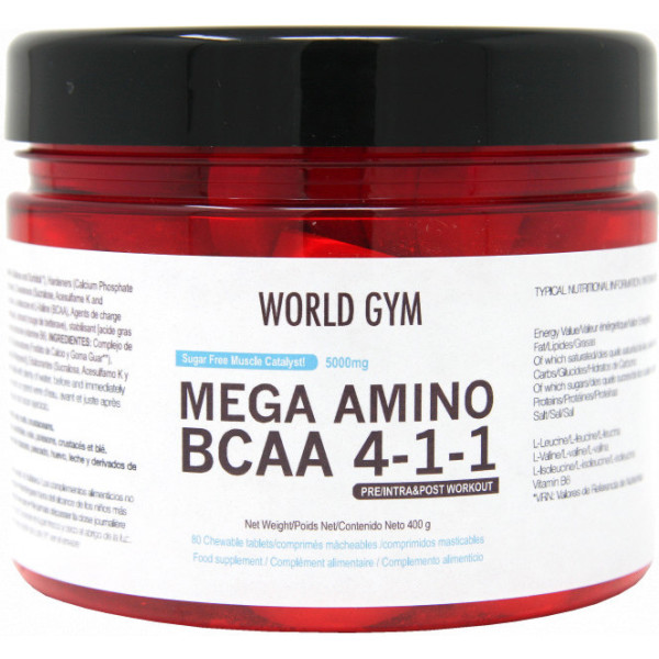 World Gym Mega Amino Bcaa 4-1-1 Masticables 5000mg