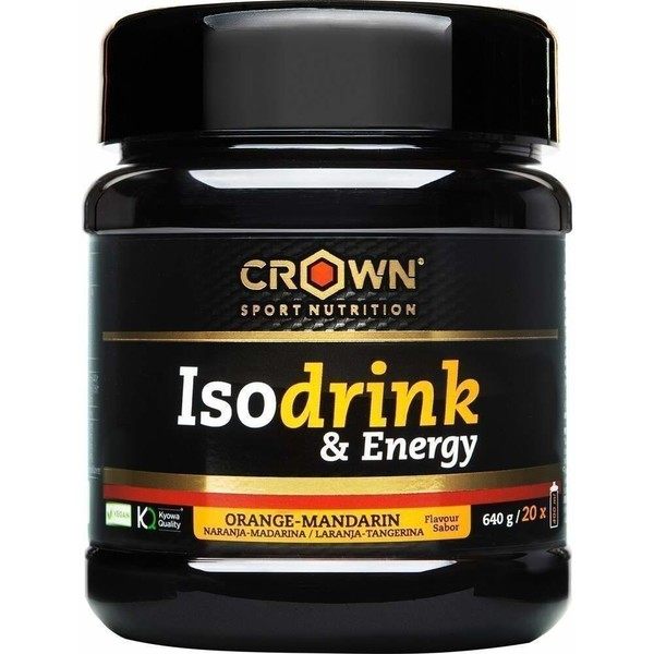 Crown Sport Nutrition Isodrink & Energy 640 g - Isotonico con diversi carboidrati, sali minerali, BCAA, glutammina, Sapore e consistenza delicati, Senza allergeni