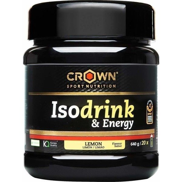 Crown Sport Nutrition Isodrink & Energy 640 g - Isotonique avec différents glucides, sels minéraux, BCAA, glutamine, Saveur et texture douces, Sans allergène