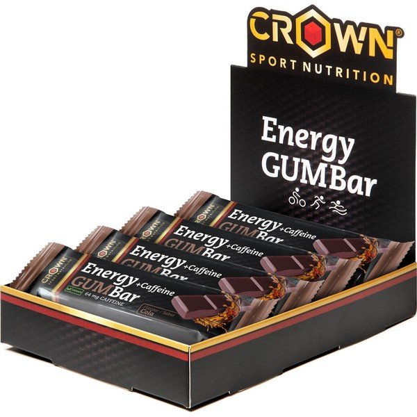 Crown Sport Nutrition Energy Gum Bar 12 x 30 Gr. Technical gummy bar with different carbohydrates, extra sodium and amino acids. Vegan