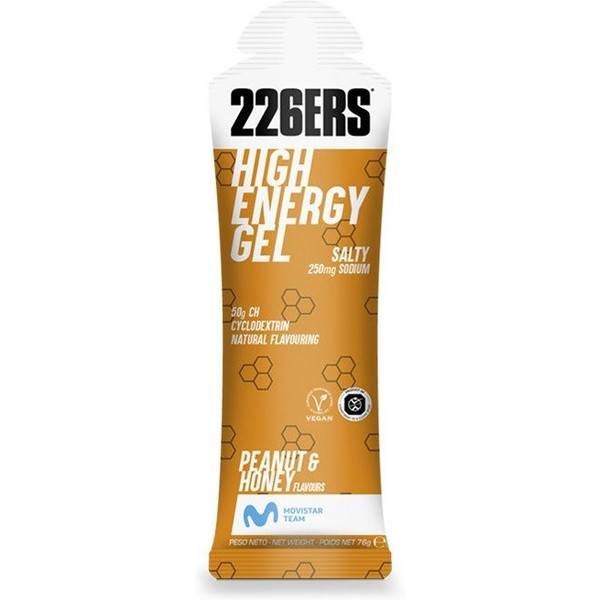 226ERS HIGH ENERGY GEL - 1 Gel x 60 Ml - Gel Energético Sin Cafeina - Sin Gluten, Vegano / 50 Gr de Hidratos de Carbono