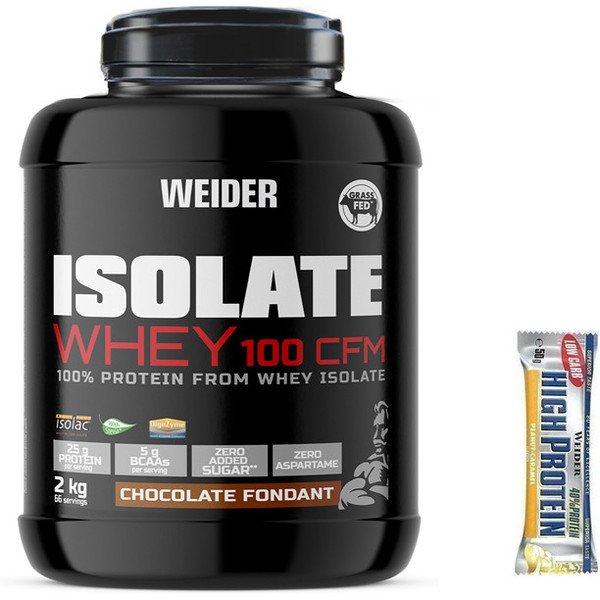 GIFT Pack Weider Isolate Whey 100 CFM 2 Kg + 40% Low Carb High Protein Bar 1 x 50 gr