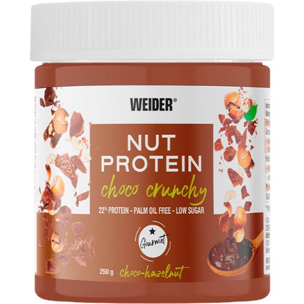 Weider NutProtein Crunchy Choco Vegan Spread 250 Gr - 100% Vegan, Low Sugar, Crunchy Effect + 23% Erwtenproteïne