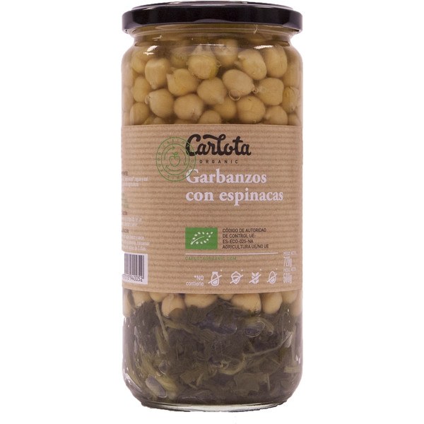 Carlota Organic Organics Garbanzo Con Espinacas 720gr