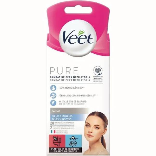 Veet Gesichts-Enthaarungswachsstreifen Pure Sensitive Skin 20 U