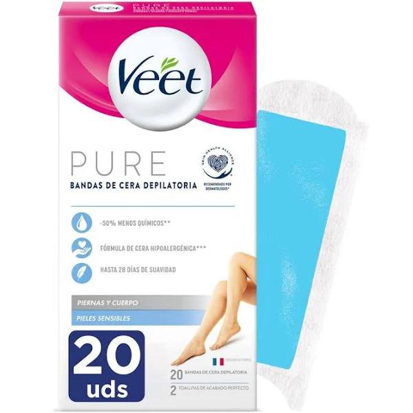 Veet Bandas De Cera Depilatorias Corporales Pure Piel Sensible 20 U