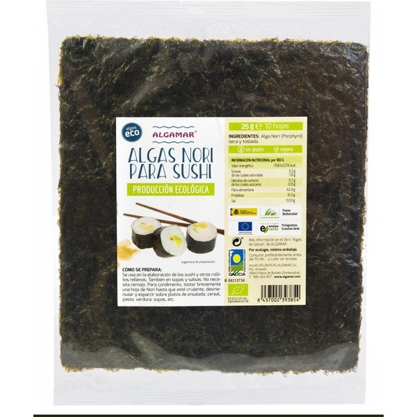 Algamar Seaweed Nori Sushi 10 Sheets 25 G Delialga