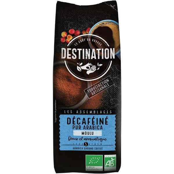 Destination Milder entkoffeinierter gemahlener Kaffee 100% Arabica Bio