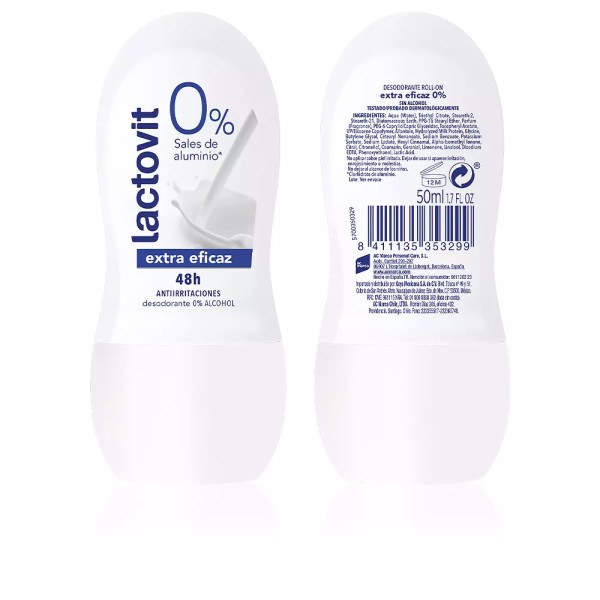 Lactovit original 0% déodorant roll-on 50 ml unisexe