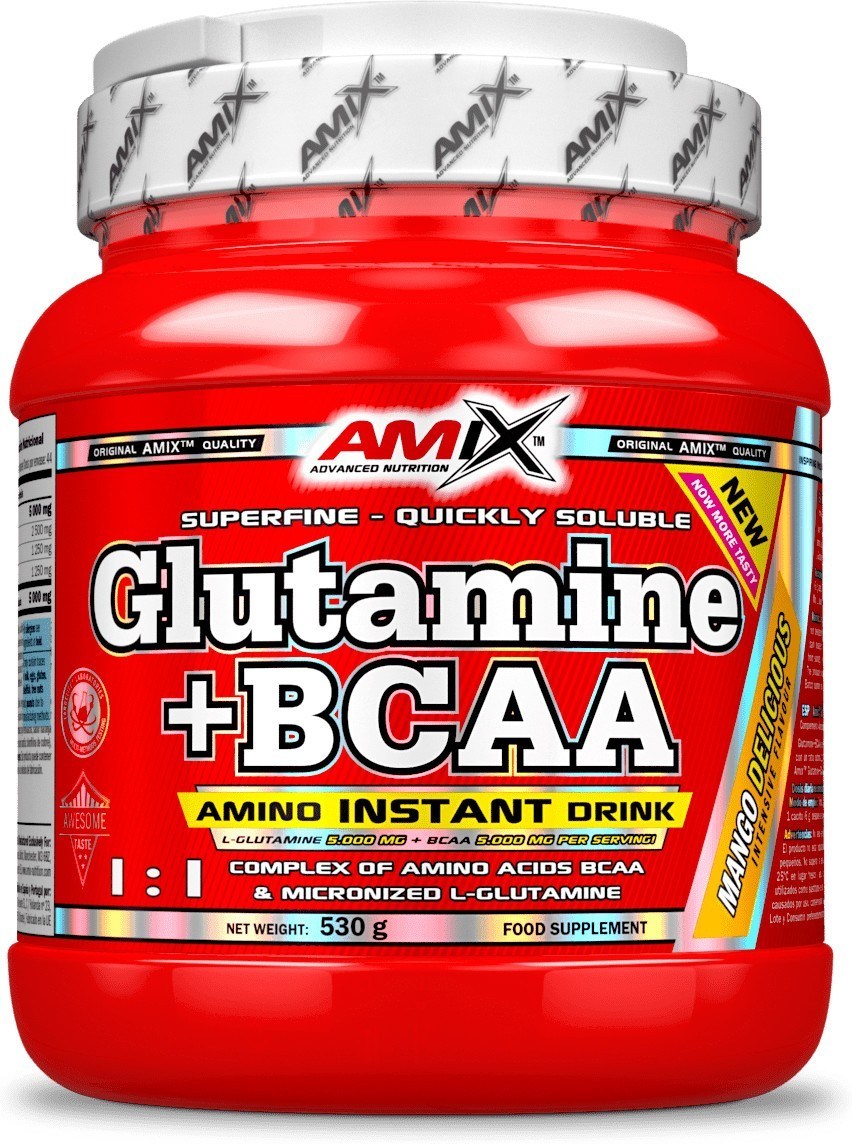 Amix Glutamina + Bcaa 530 Gr - Retarda A Fadiga E Acelera A RecuperaÃ§Ã£O De Treinos Intensos Gosto Abacaxi-image