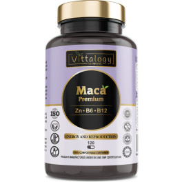 Vittalogy Maca Premium. Maca Andina Pura 4000 Mg Con Vitaminas B6 Y B12 Y Zinc. Raíz De Maca Peruana. Vigorizante. 120 Cápsula