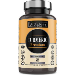 Vittalogy Turmeric Premium. Cápsulas De Cúrcuma Ecológica Con Jengibre Y Pimienta. Harpagofito Y Vitamina C. Antioxidante Y A