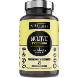 Vittalogy Multivit Premium. Multivitaminas Con Sales Minerales Y Probióticos. Combate El Cansancio Y Aumenta Las Defensas. Homb