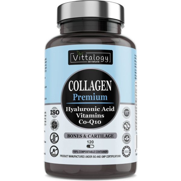 Vittalogy  . Collagen Premium. Suplemento Natural De Colágeno Hidrolizado Marino Con ácido Hialurónico. Magnesio. Coenzima Q1