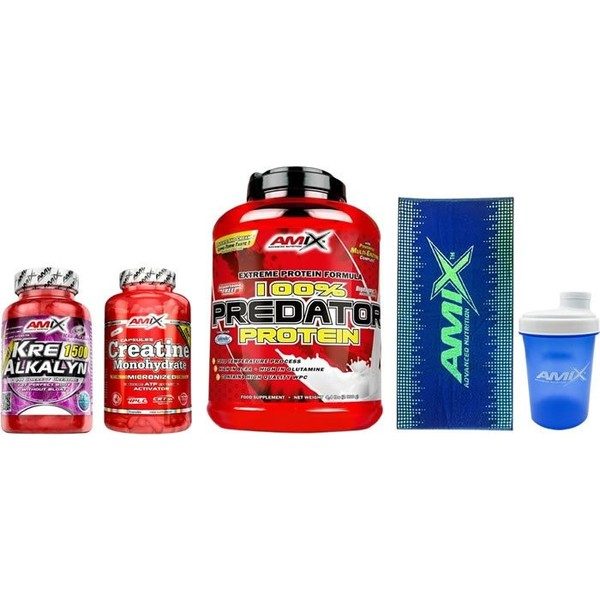 CADEAU Pack Amix Predator Protein 2 Kg + Créatine 220 Capsules + Kre-Alkalyn 30 caps + Serviette + Shaker 500 ml