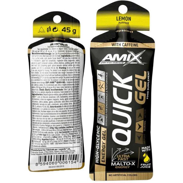 Amix Performance Quick Energy Gel 1 gel x 45 gr avec Caféine et Taurine