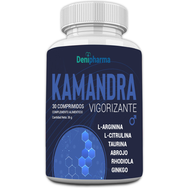 Denipharma Kamandra - 30 Comprimdos - Vigorizante Masculino De Alta Eficacia - 1 Comprimido Al Día - L-arginina - L-citrulina -