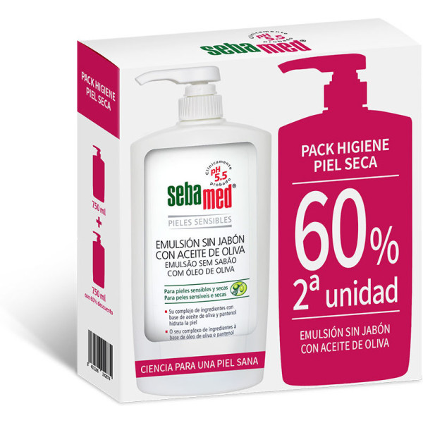 Sebamed Emulsie Zonder Zeep Badgel Met Olijfolie 2 X 750 Ml Unisex