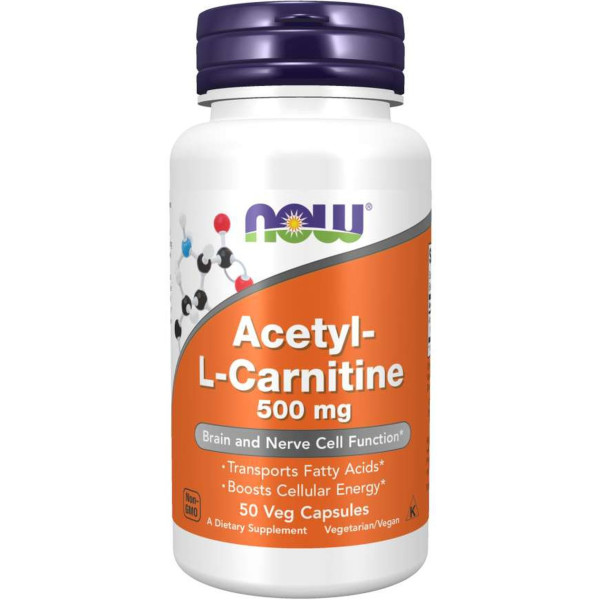 Now Acetyl-l-carnitine 500 Mg 50 Vegetable Capsules