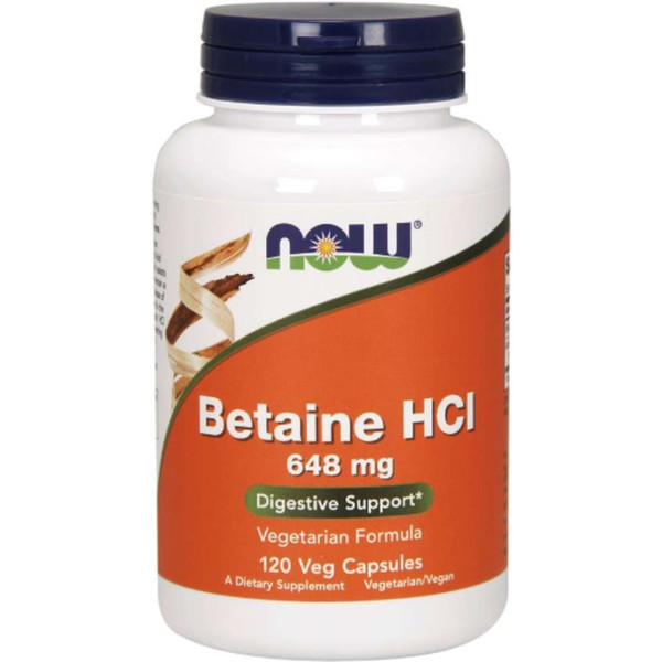 Now Betaine Hcl 648mg 120 Vegetable Capsules