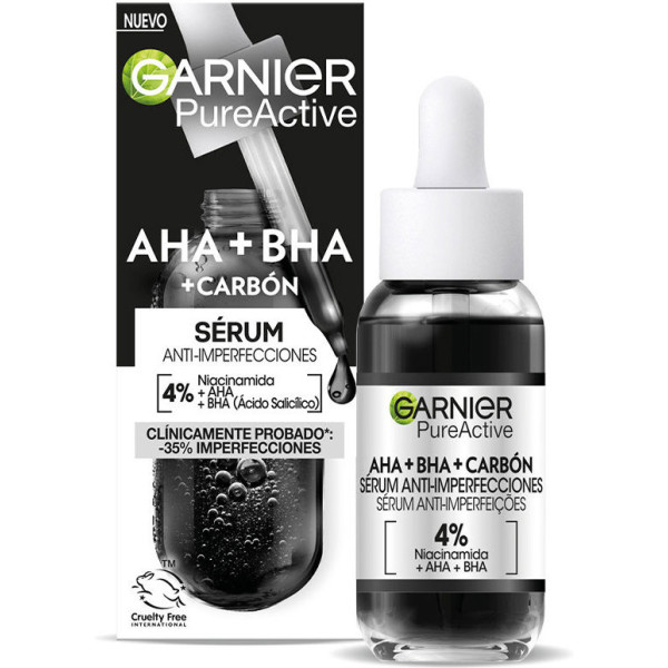 Garnier Pure Active Aha + Bha + Carbone Siero Anti-imperfezioni 30 Ml Donna