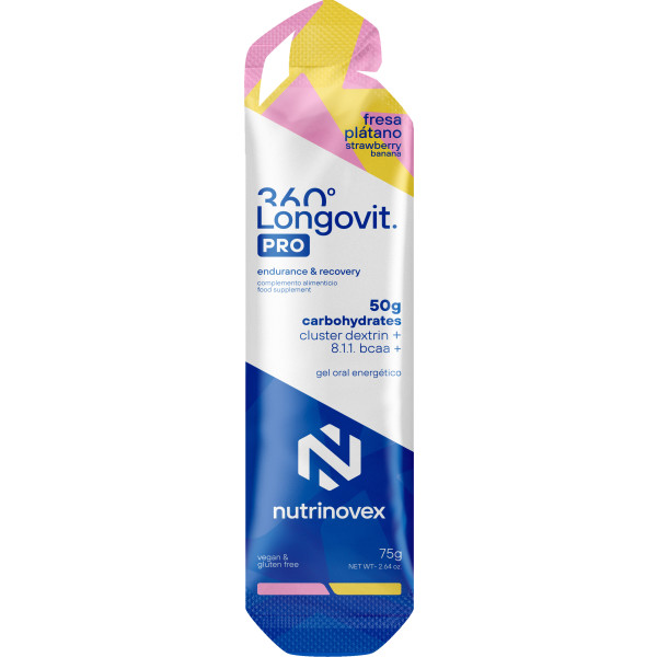 Nutrinovex Longovit 360 Gel Pro 1 gel x 75 gr - Energy Gel with 50g of Carbohydrates - Perfect to Take During Your Most Intense Workouts