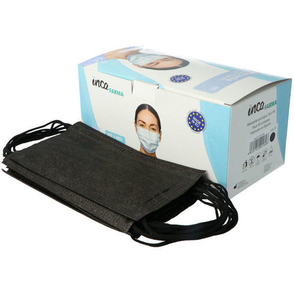 Inca Farma chirurgisch masker Iir volwassen gemaakt in Spanje zwart 50 U Unisex