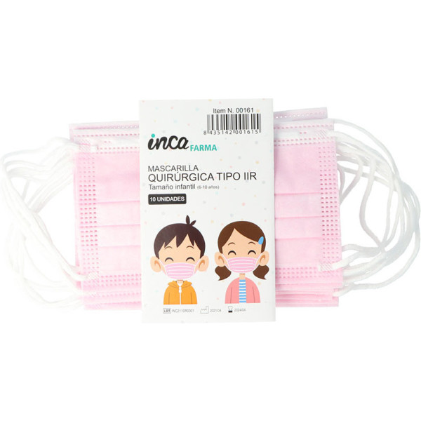Inca Farma OP-Maske für Kinder Made in Spain Pink 10 U Unisex