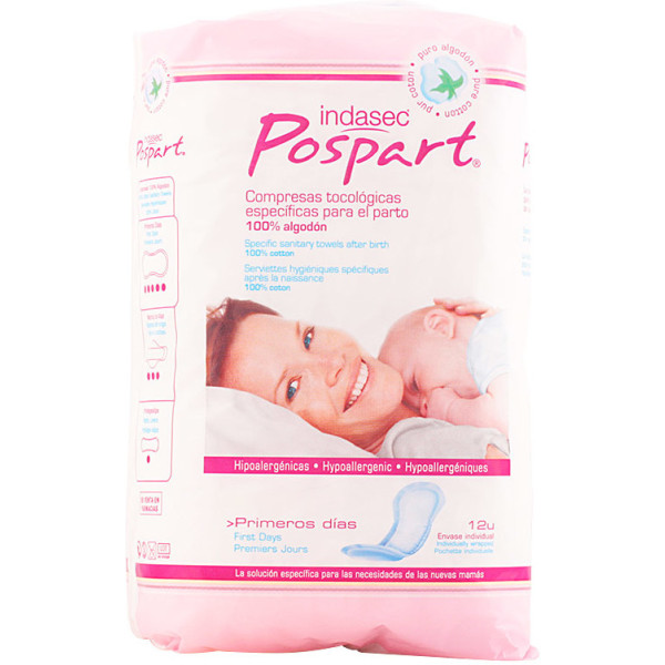 Indasec Pospart Tocologische Pads 100% Katoen 12 U Vrouw