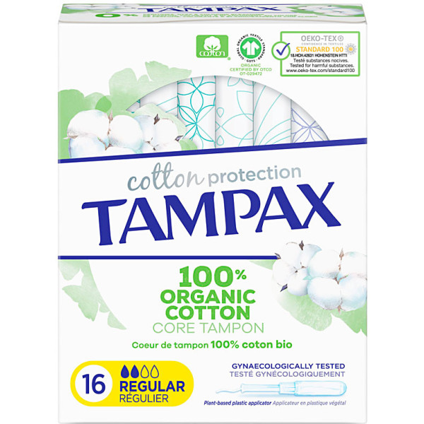 Tampão Tampax Orgânico Regular 16 U Feminino