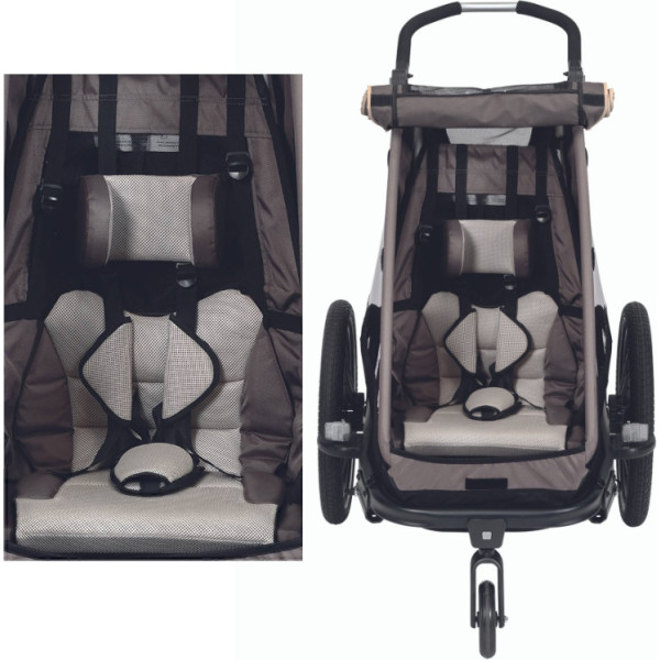 Xlc Siège Remorque Enfant Avec Harnais Mono S Gris/beige/anthracite