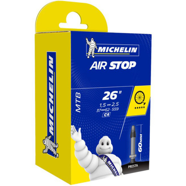 Chambre à Air Michelin C4 Airstop 26x1.85-2.40 Soupape Standard 48 Mm (47-61/559)
