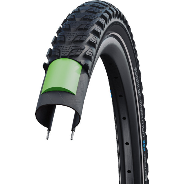 Schwalbe Pneu Marathon 365 20x1.50 HS475 Perf Greeng. Addix 4 saisons Rigide Noir C/réflecteur 40-406