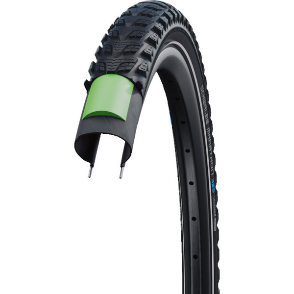 Schwalbe Pneu Marathon 365 20x2.15 HS475 Perf Greeng. Addix Rigide 4 saisons Noir C/réflecteur 55-406