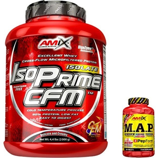 GESCHENKpakket Amix IsoPrime CFM Isolaat Eiwit 2 Kg + M.A.P. Muscle Amino Power 30 tabletten