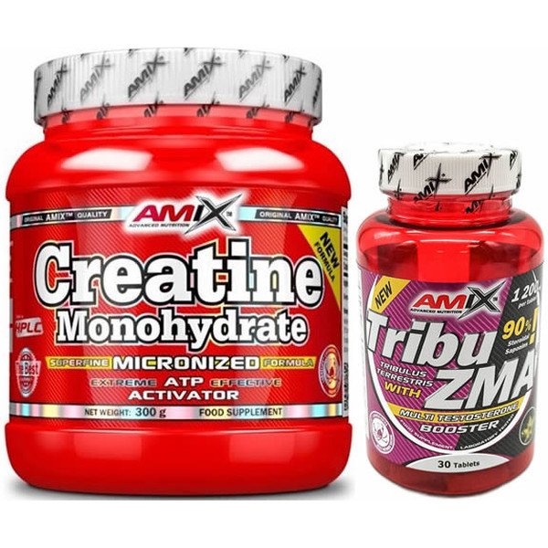 GIFT Pack Amix Creatine Monohydrate 300 Gr 100% Micronized + Amix Tribu - Zma 30 caps