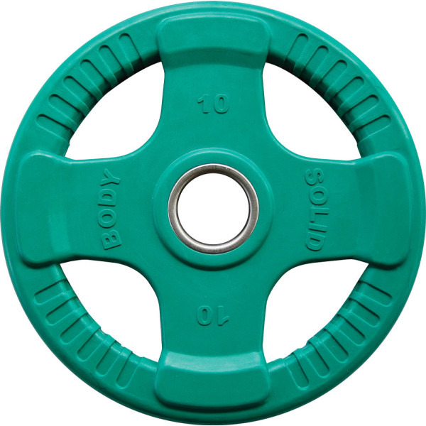 Body Solid Disco Olímpico de 4 Agarres de Goma de Colores 15 Kg