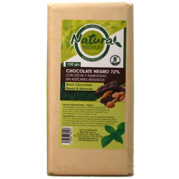 Das Gold der Anden Dunkle Schokolade 72% mit Stevia und Mandeln 150 Gr