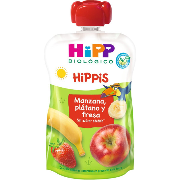 Hipp Apfel-Bananen-Erdbeer-Beutel Bio 100 G