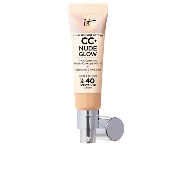 IT Cosmetics CC + Base Leve Nude Glow + Glow Serum FPS40 Med Unissex