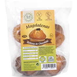 Solnatural Magdalenas Chocolate Sem Glúten 5/u 220 G