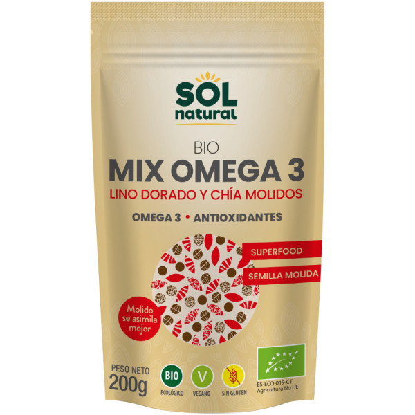 Solnatural Mix Omega 3 Vlas & Chia Gemalen Bio 200 G