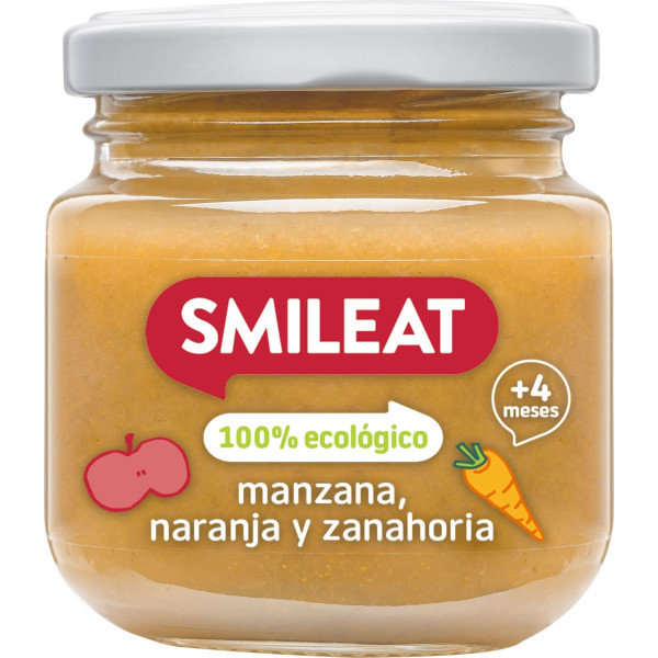 Smileat Tarrito De Manzana, Zanahora Y Naranja 130 G Eco