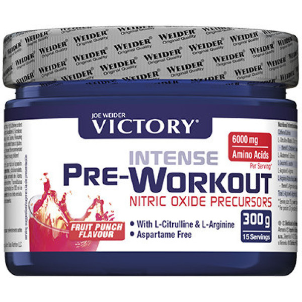 Victory Pre Workout Fruit Punch 300g - Combination of citrulline and Arginine + Caffeine. Powerful Pre-workout
