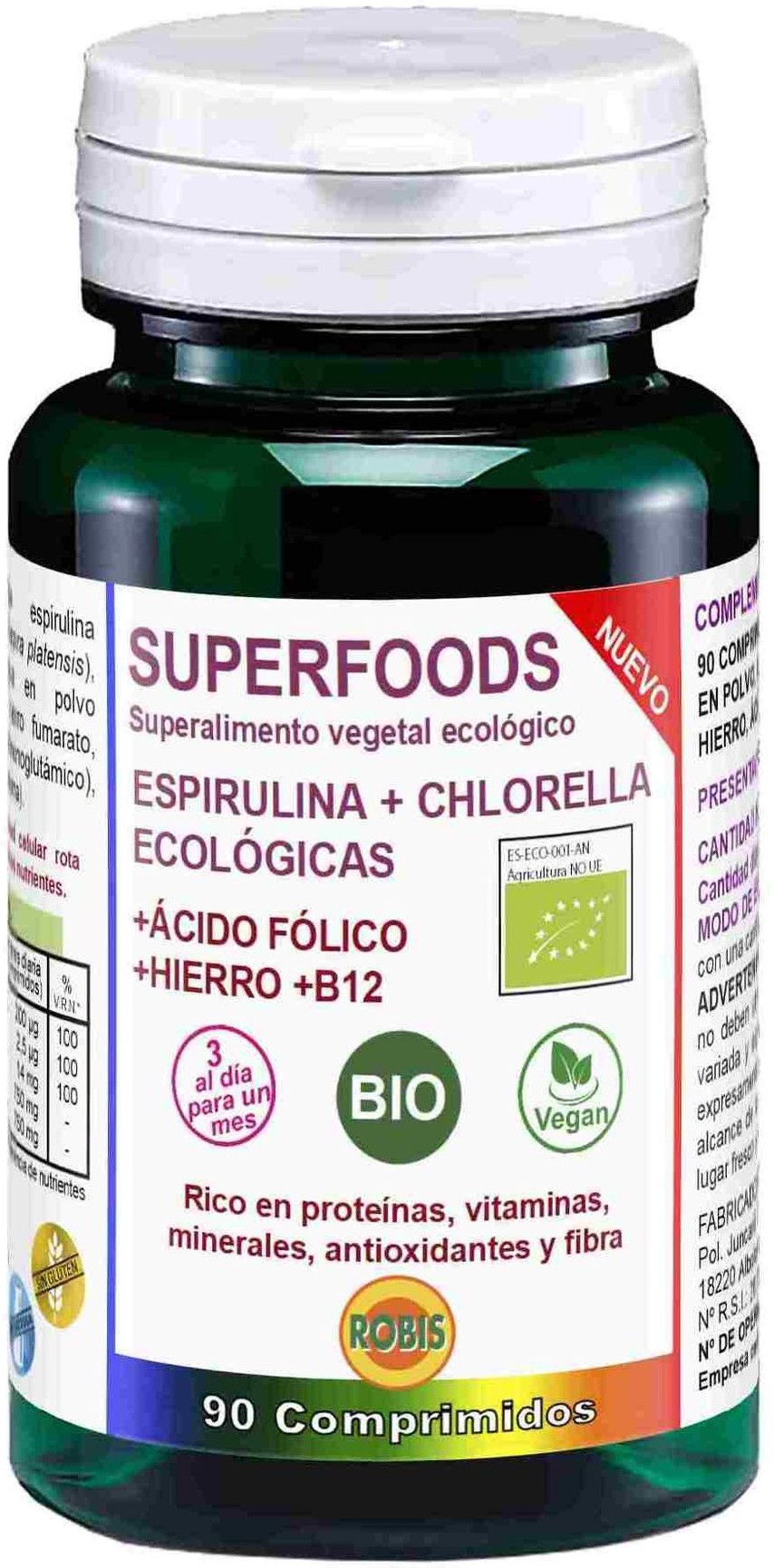 Robis Espirulina + Chlorella 90 CÃ¡Psulas Geschmack NatÃ¼Rlich-image