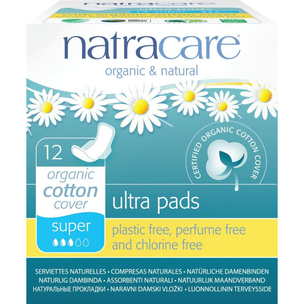 Natracare Compress Super With Wings 12 Und